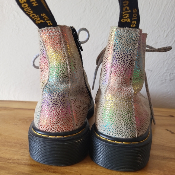 Dr. Martens 1460 Pascal Iridescent Rainbow Boots, Size 2 Youth - Picture 5 of 8